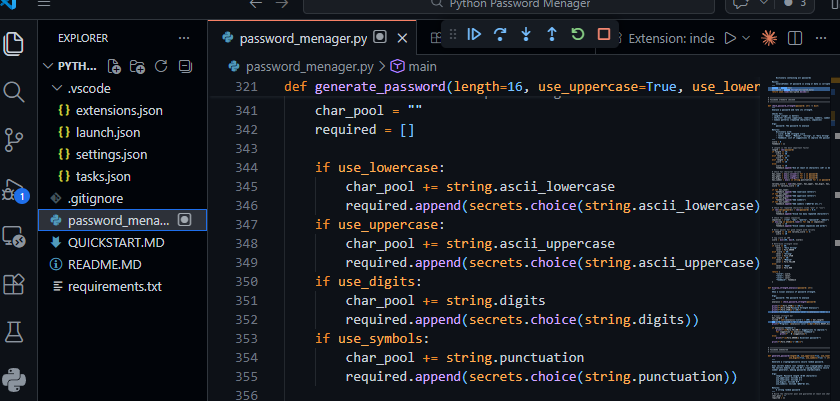 Password generator code