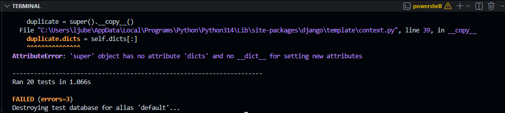 Test run with 3 failures